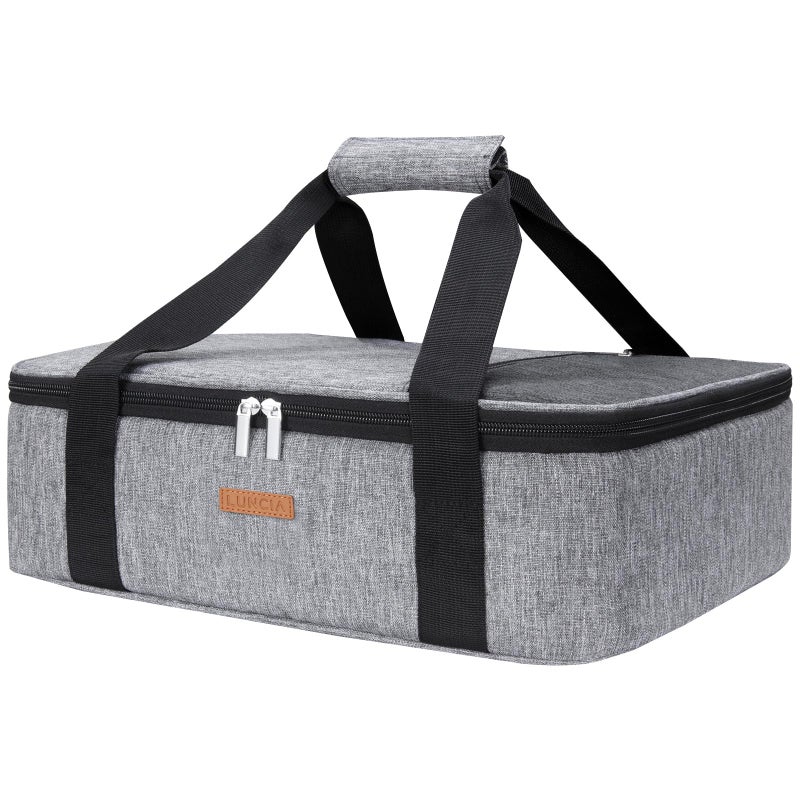LUNCIA Lifewit LUNCIA Insulated Single Decker Casserole Carrier, Lasagna Lugger Tote Keeps Food Hot or Cold, Thermal Lunch Bag for Potluck Parties, Picnic and Cookouts, Fits 9" x 13" Baking Dish, Grey - Image 1